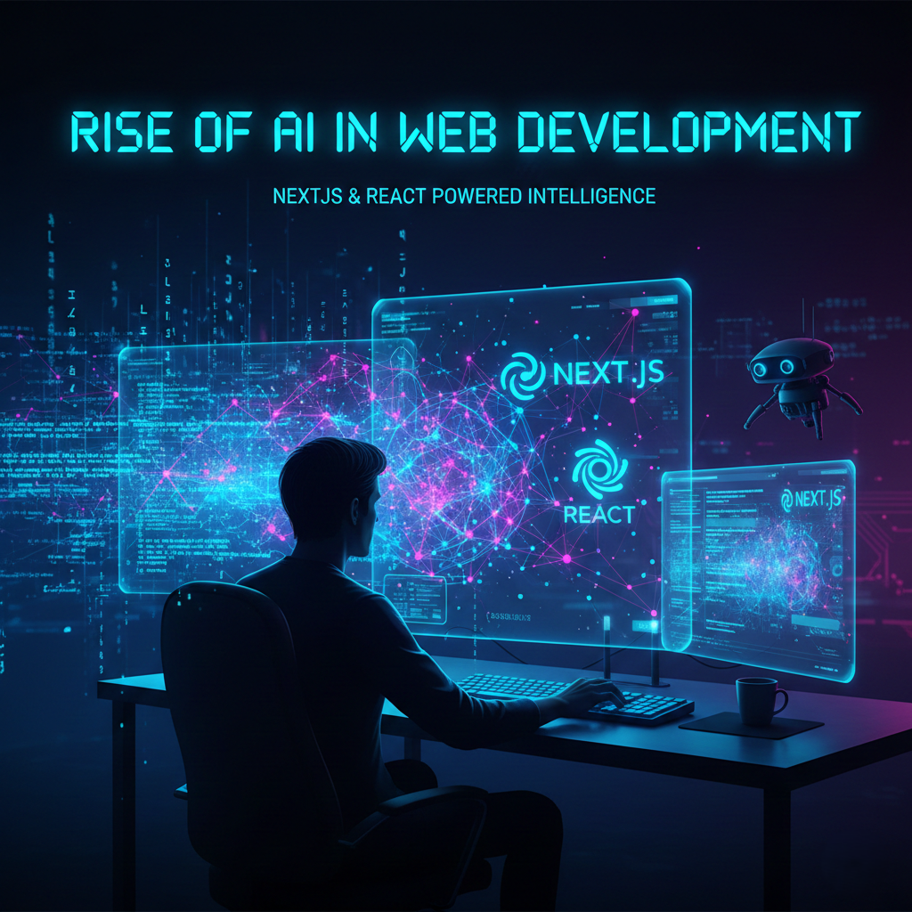 AI in web development workspace with Next.js and React tools in 2026