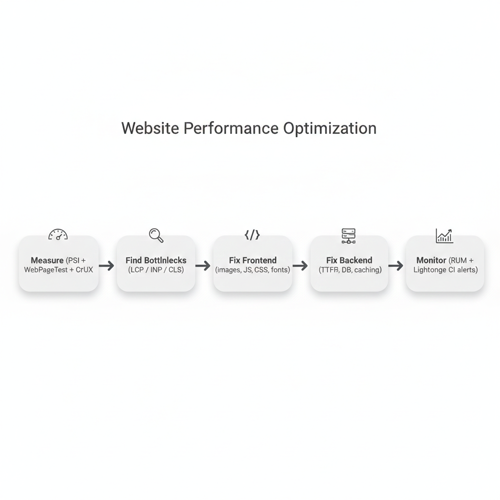 Website speed optimization workflow diagram